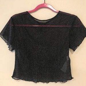 Sparkly sheer black crop top
